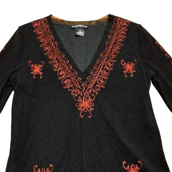 Rare Vintage 90s Vivienne Tam Embroidered Mesh Top- Size 1 - Picture 2 of 8